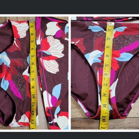 Athleta Plunge Tankini Hero Bloom Decadent Chocolate full bottom swimwear small - Picture 12 of 16